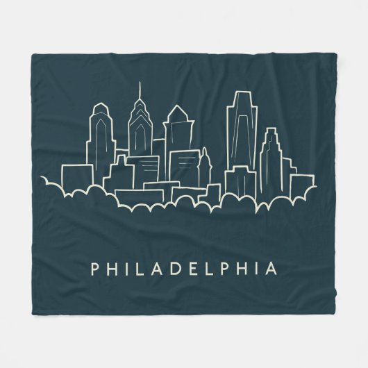 Skyline Philadelphias Pennsylvania Fleecedecke (Vorderseite (Horizontal))