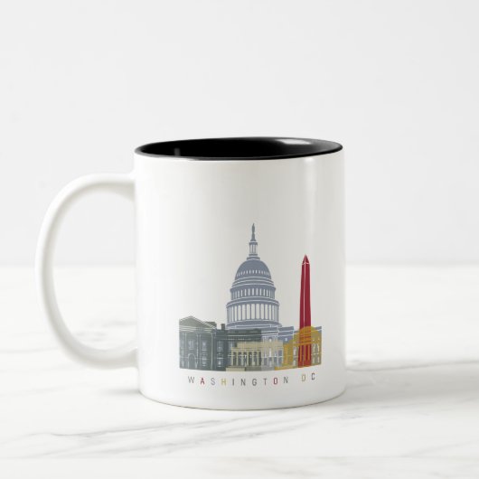 Skyline-Plakat der Washington DC Zweifarbige Tasse (Links)