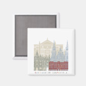 Skyline-Poster Santiago de Compostela Magnet (Vorderseite/Rückseite)