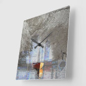 Skyline Quadratische Wanduhr (Winkel)