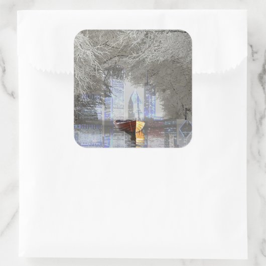 Skyline Quadratischer Aufkleber (Tasche)