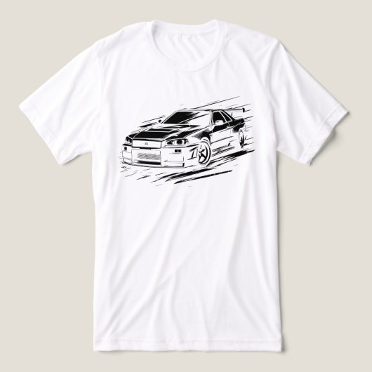 Skyline R34 Legendary JDM Ride Illustration - Blac Tri-Blend Shirt (Design Vorderseite)