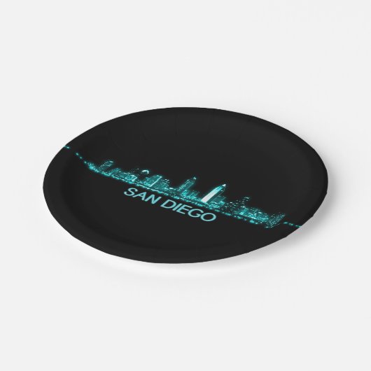 Skyline San Diego Pappteller (Schrägansicht)