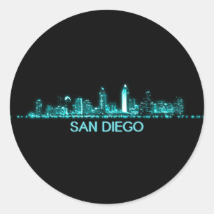 Skyline San Diego Runder Aufkleber