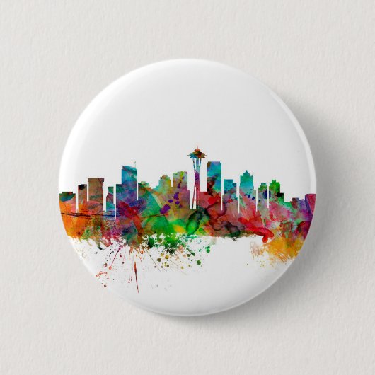 Skyline Seattles Washington Button (Vorderseite)