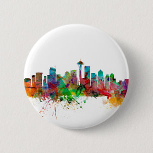 Skyline Seattles Washington Button