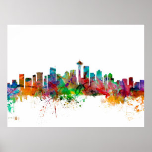 Skyline Seattles Washington Poster