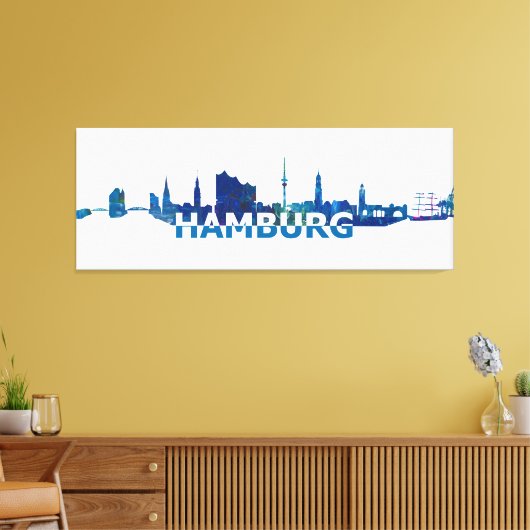 Skyline-Silhouette Hamburg Leinwanddruck (Insitu (Wohnzimmer))