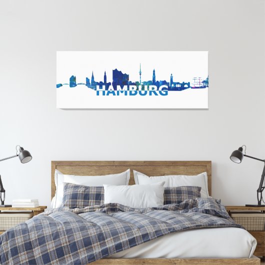Skyline-Silhouette Hamburg Leinwanddruck (Insitu (Schlafzimmer))