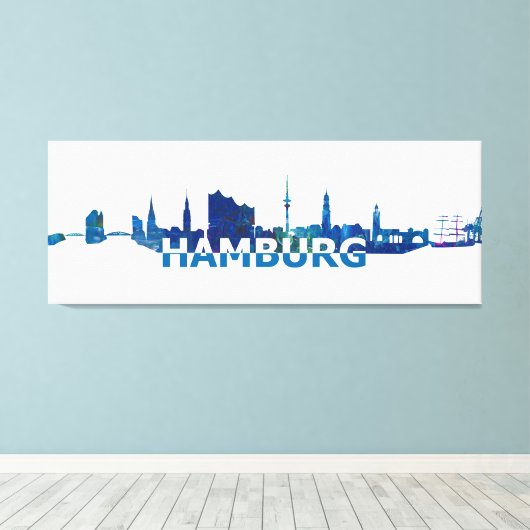 Skyline-Silhouette Hamburg Leinwanddruck (Insitu (Holzboden))