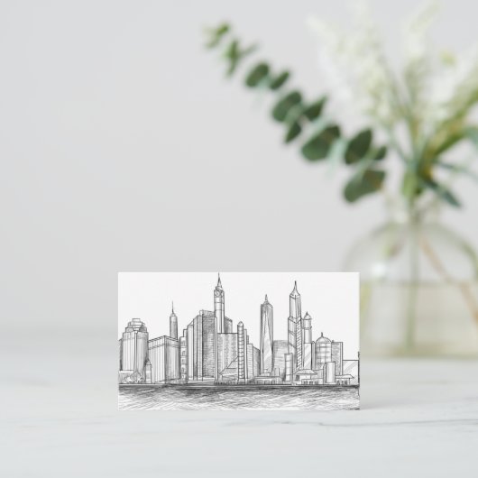 Skyline-Skizze von Hand gezeichnet Visitenkarte (Stehend Vorderseite)
