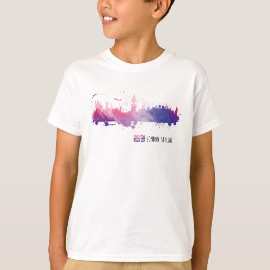 Skyline-Spritzen Londons England T-Shirt (Vorderseite)