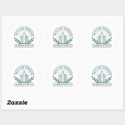 Skyline Sprouts Urban Farming Sticker | City Garde (Blatt)