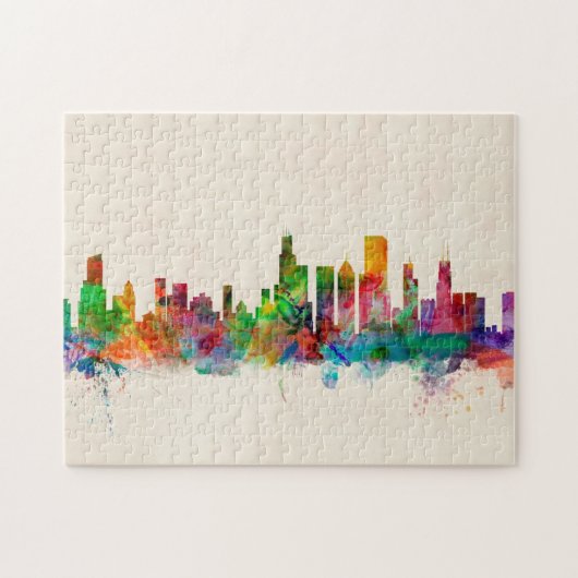 Skyline-Stadtbild Chicagos Illinois Puzzle (Horizontal)