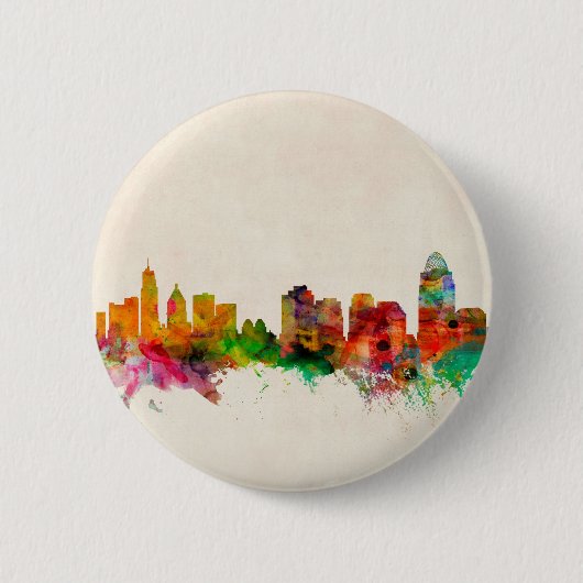 Skyline-Stadtbild Cincinnatis Ohio Button (Vorderseite)