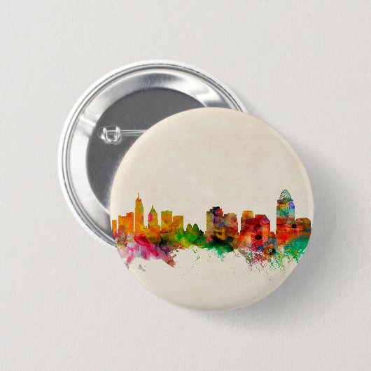 Skyline-Stadtbild Cincinnatis Ohio Button (Vorne & Hinten)