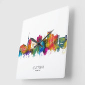 Skyline Stuttgart Quadratische Wanduhr (Winkel)