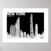 Skyline Travel Sketch von New York City Centrum Poster (Vorne)