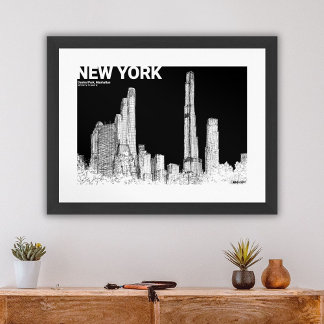 Skyline Travel Sketch von New York City Centrum Poster
