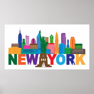 Skyline-Typografie in New York Poster