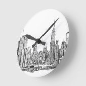 Skyline-Uhr in New York Runde Wanduhr (Winkel)