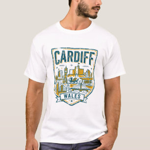 Skyline und Wahrzeichen von Cardiff Wales und Burg T-Shirt