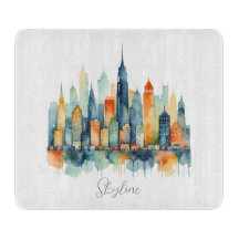 Skyline Urban Cityscape Watercolor Stadt Küche