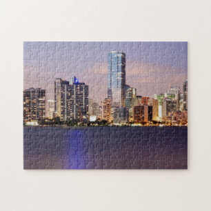 Skyline USA, Florida, Miami an Dämmerung 2 Puzzle