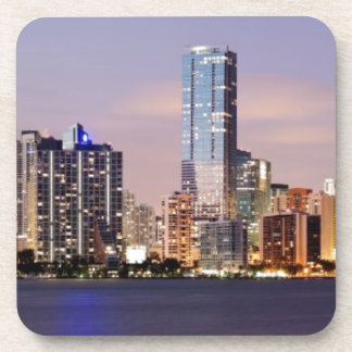 Skyline USA, Florida, Miami an Dämmerung 2 Untersetzer