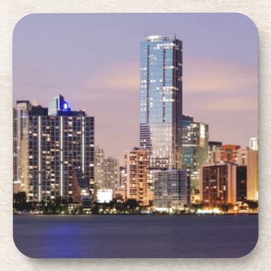 Skyline USA, Florida, Miami an Dämmerung 2 Untersetzer (Vorderseite)