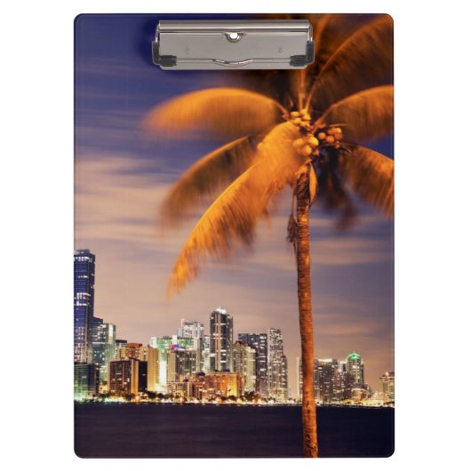 Skyline USA, Florida, Miami an der Dämmerung Klemmbrett (Vorderseite)