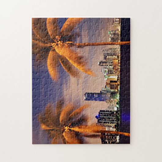 Skyline USA, Florida, Miami an der Dämmerung Puzzle (Vertikal)