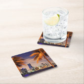 Skyline USA, Florida, Miami an der Dämmerung Rechteckiger Pappuntersetzer (Vor Ort)