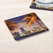 Skyline USA, Florida, Miami an der Dämmerung Rechteckiger Pappuntersetzer (angewinkelt)