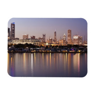 Skyline USA, Illinois, Chicago an der Dämmerung Magnet