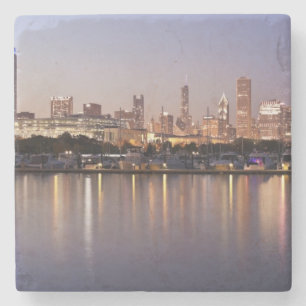 Skyline USA, Illinois, Chicago an der Dämmerung Steinuntersetzer