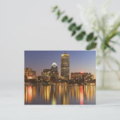 Skyline USA, Massachusetts, Boston an Dämmerung 2 Postkarte (Stehend Vorderseite)