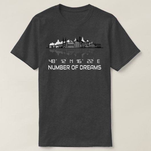 Skyline Vienna Silhouette GPS Koordinaten T-Shirt (Design vorne)
