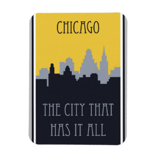 Skyline Vintage Travel Poster von Chicago City Magnet