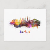 Skyline von Aarhus in Aquarellfarben Postkarte (Vorderseite)
