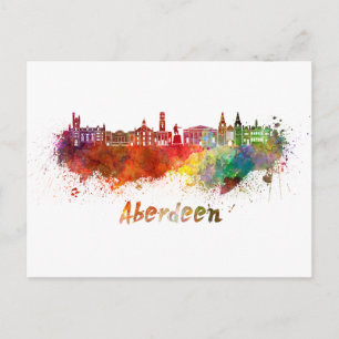 Skyline von Aberdeen in Aquarellfarben Postkarte