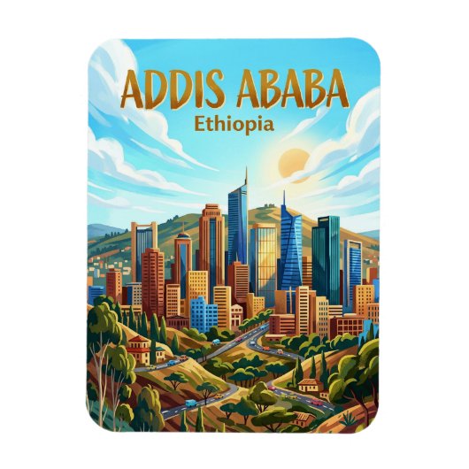 Skyline von Addis Abeba Äthiopien Magnet (Vertikal)