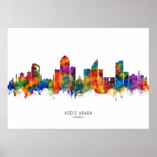 Skyline von Addis Abeba Äthiopien Poster