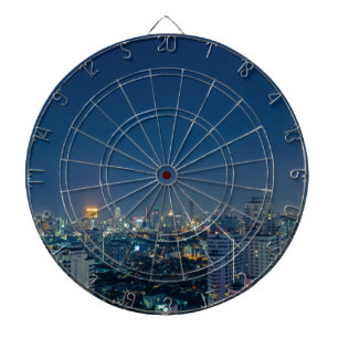Skyline von Bangkok in der Nacht Dartscheibe