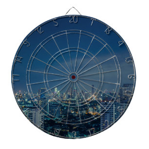 Skyline von Bangkok in der Nacht Dartscheibe
