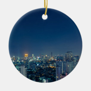 Skyline von Bangkok in der Nacht Keramik Ornament