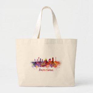 Skyline von Barcelona in Aquarell Jumbo Stoffbeutel