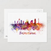 Skyline von Barcelona in Aquarellfarben Postkarte (Vorne/Hinten)