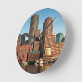 Skyline von Boston Runde Wanduhr (Winkel)