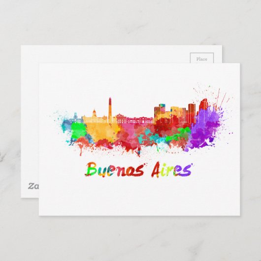 Skyline von Buenos Aires in Aquarell Postkarte (Vorne/Hinten)
